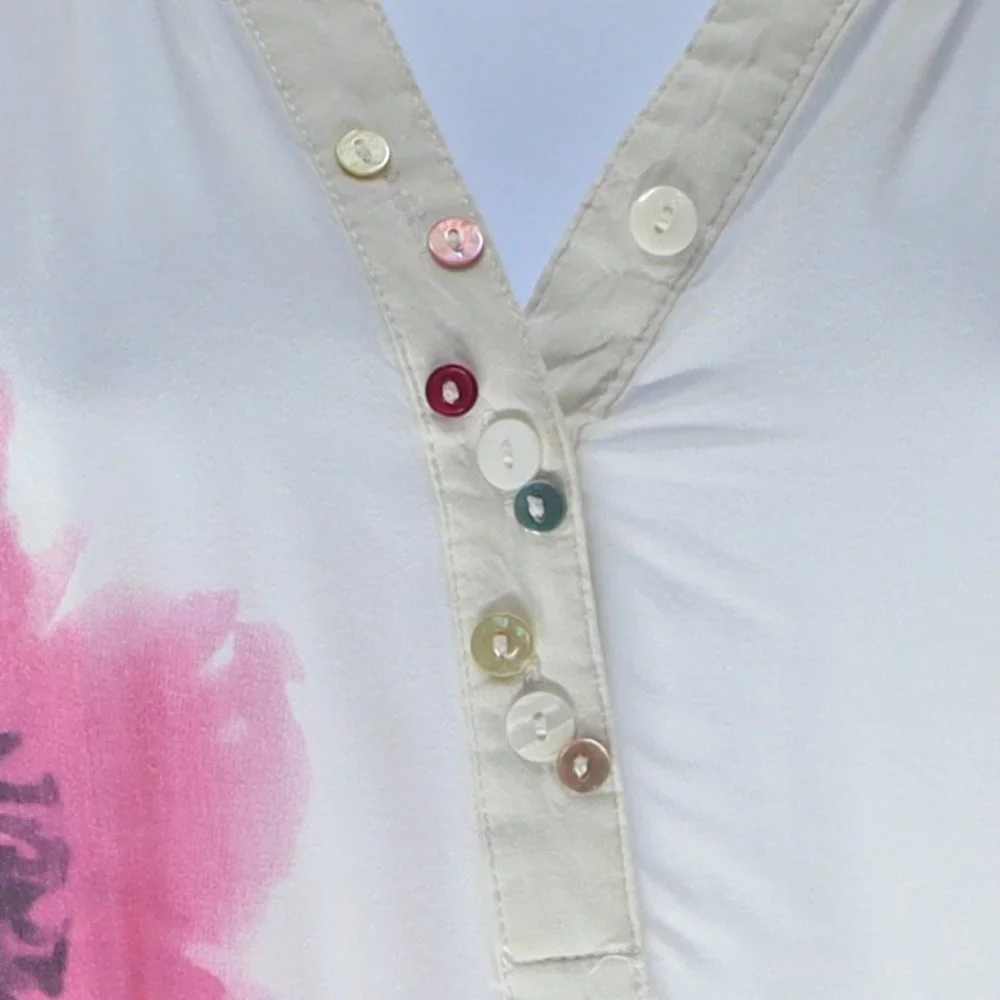 Desigual Floral Long Sleeve Shirt Size Women's L Pink White - Picture 4 of 11